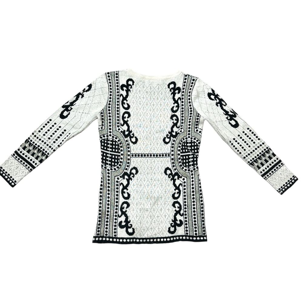 Bacci Long Sleeve Soft Stretch Knit Sweater Dress Cream and Black Size Small